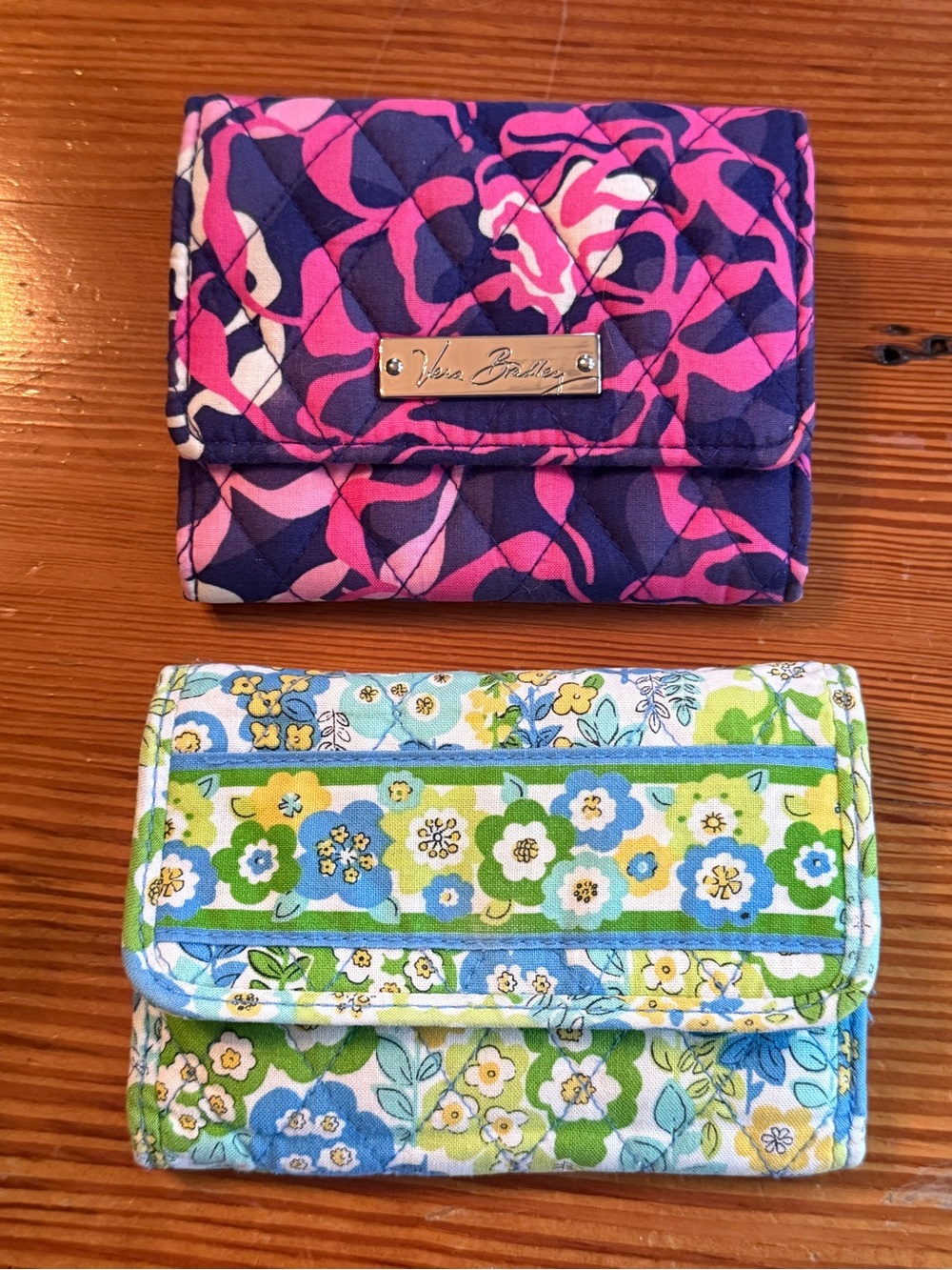 TWO VERA BRADLEY Quilted Trifold Wallets Floral Print - Picture 1 of 9